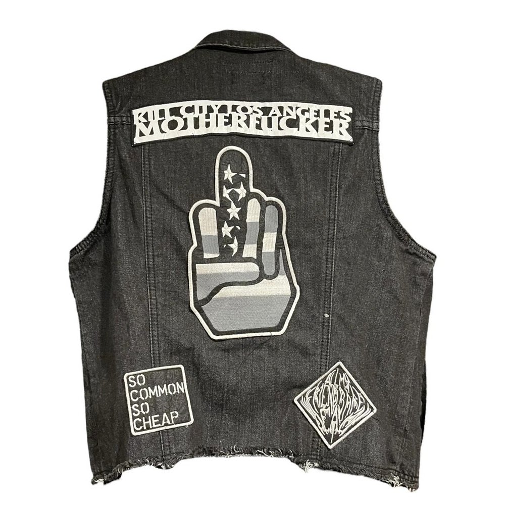 Kill City Custom Punk Rock Biker Denim Vest Women's Large
